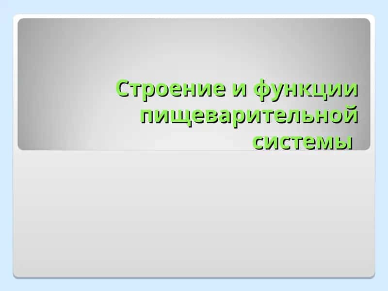 Строение и функции пищеварительной системы 1