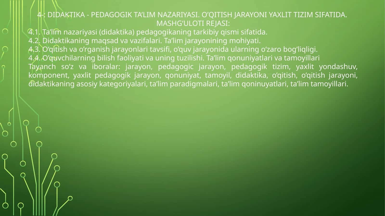 DIDAKTIKA - PEDAGOGIK TA’LIM NAZARIYASI 1