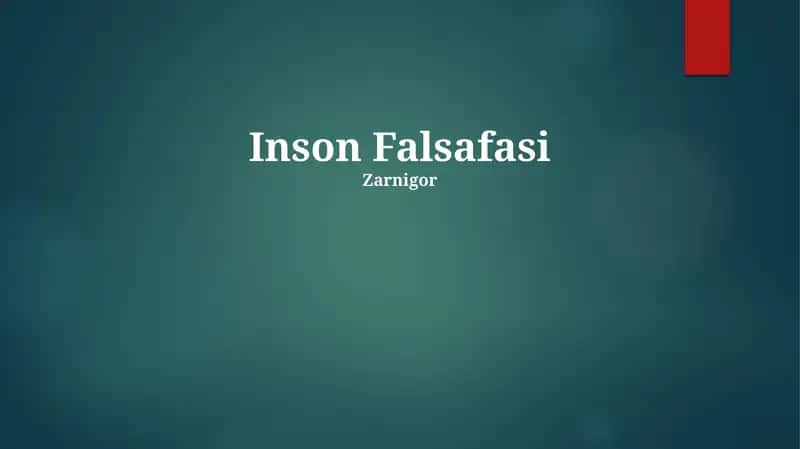 Inson Falsafasi 1