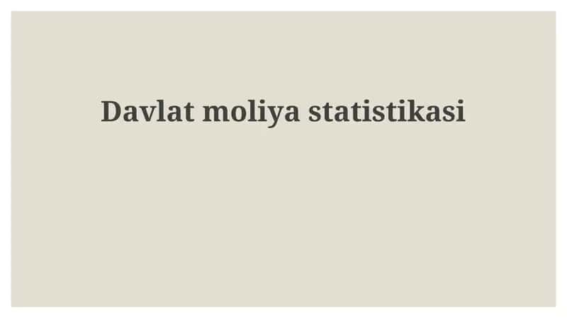 Davlat moliyasi statistikasi 1