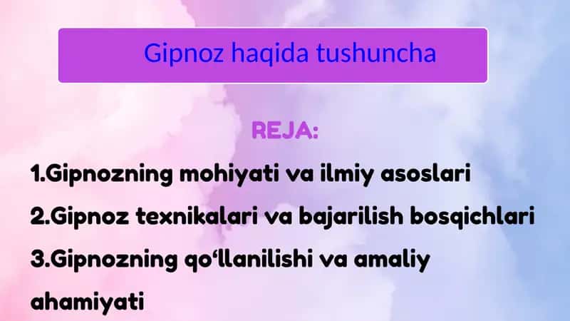 Gipnoz haqida ma'lumot 1