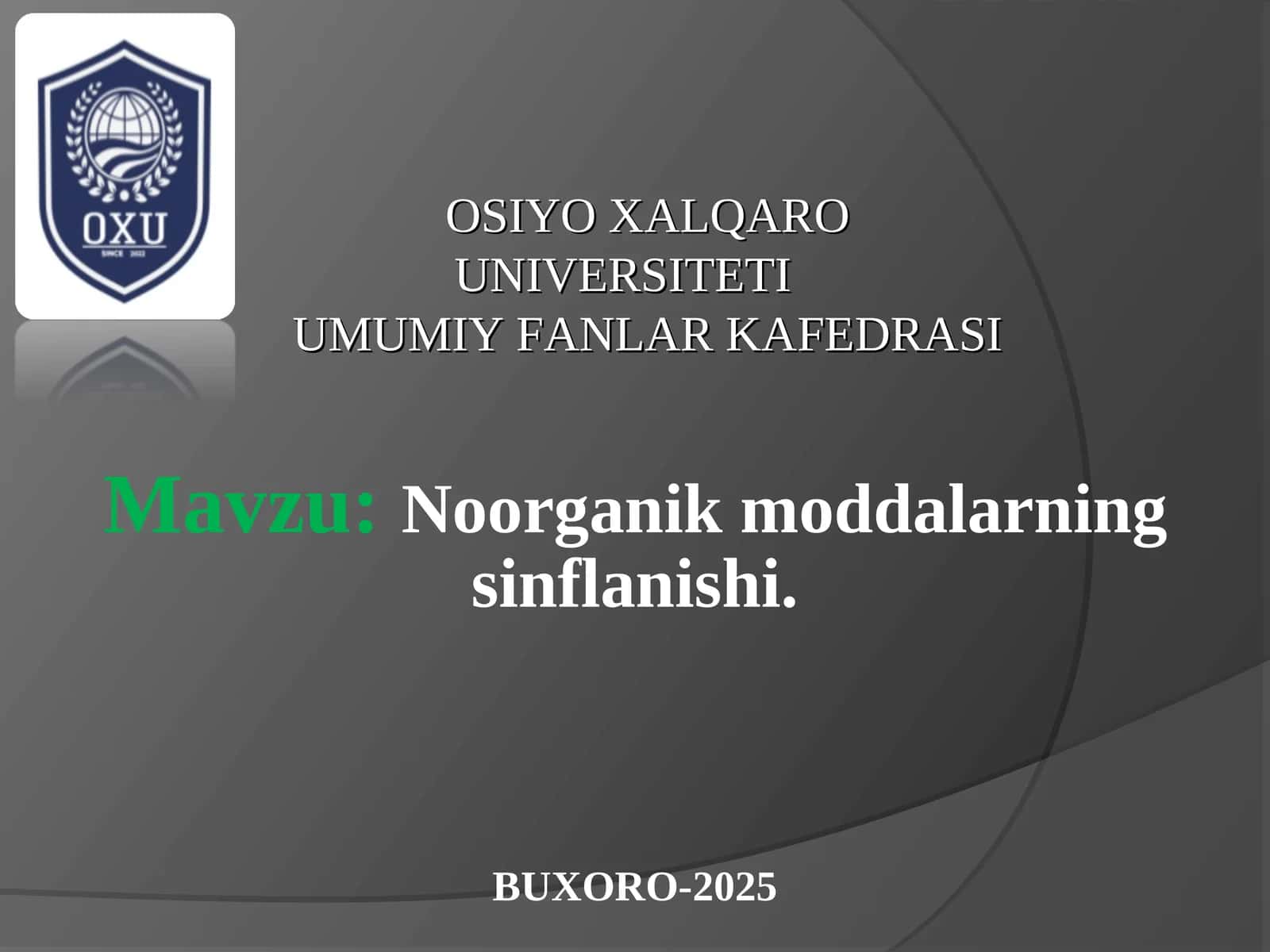 Noorganik moddalarning sinflanishi 1
