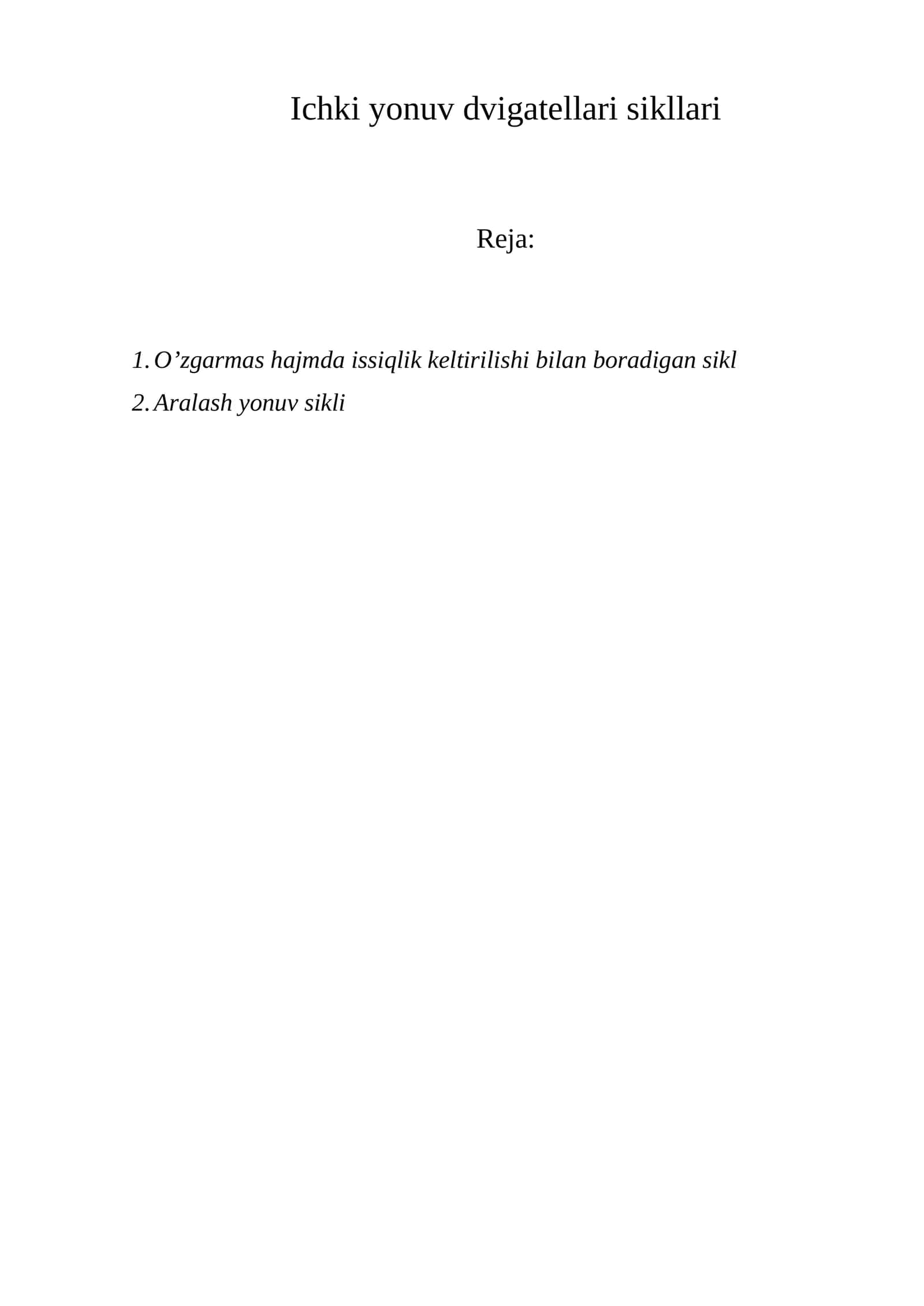 Ichki yonuv dvigatellari sikllari 1