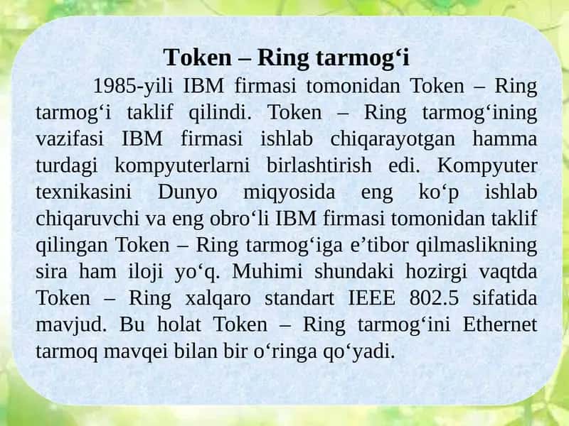 Token–Ringtаrmоg‘i 1