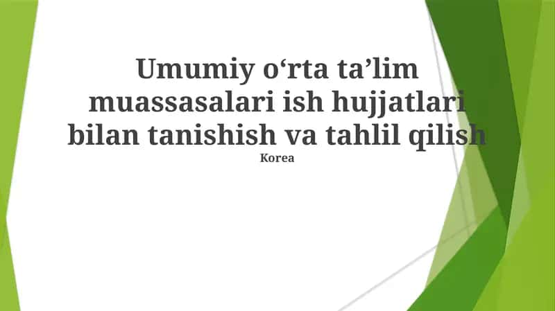 Umumiy o'rta ta'lim muassasalari ish hujjatlari bilan tanishish va tahlil qilish 1