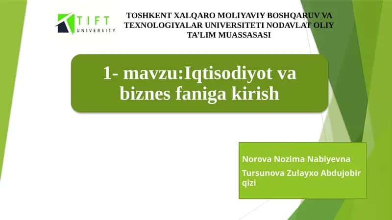 Iqtisodiyot va biznes 1