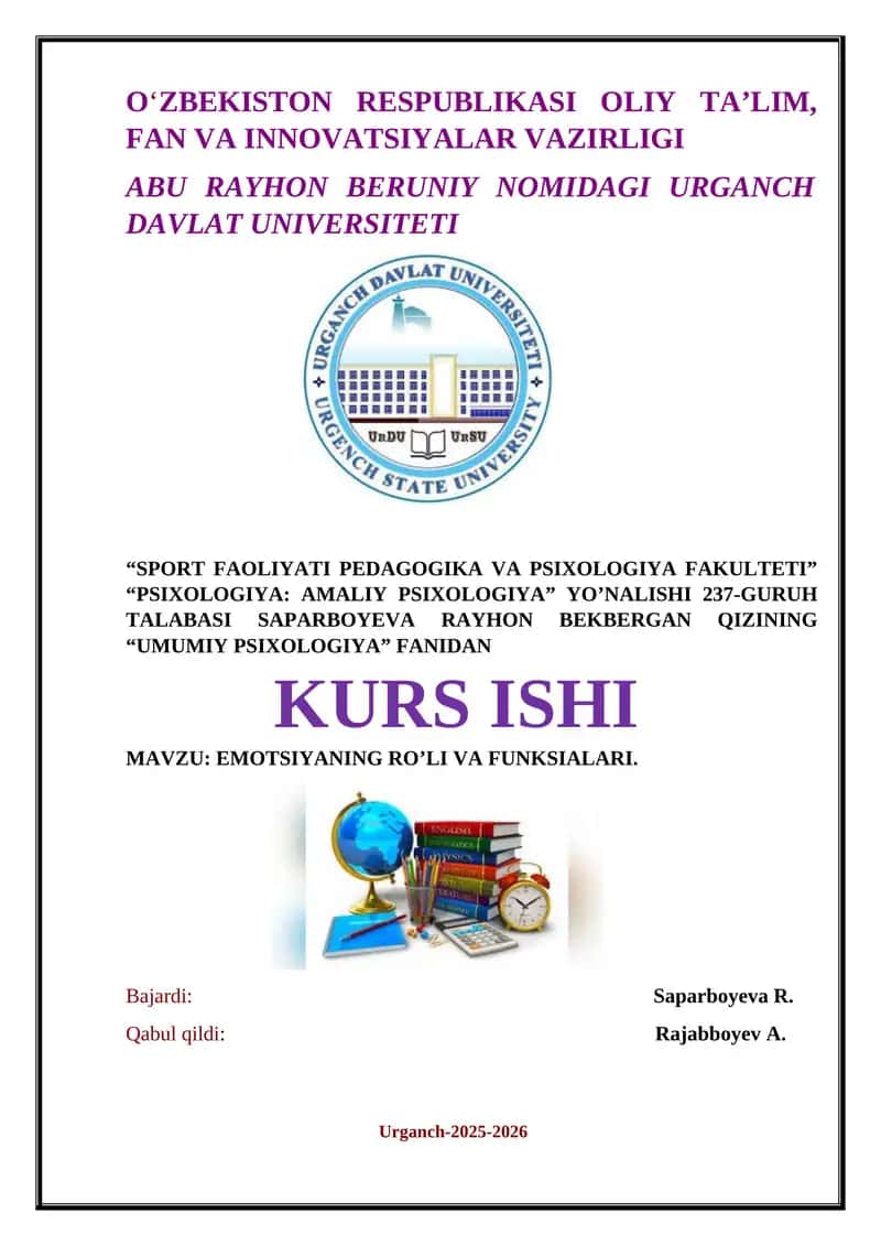 EMOTSIYANING RO’LI VA FUNKSIALARI 1
