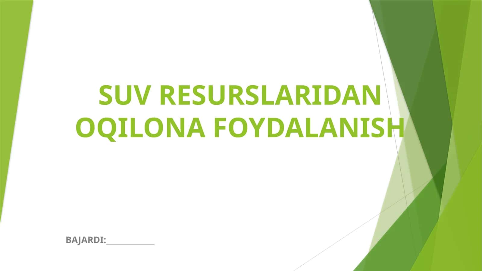 SUV RESURSLARIDAN OQILONA FOYDALANISH 1