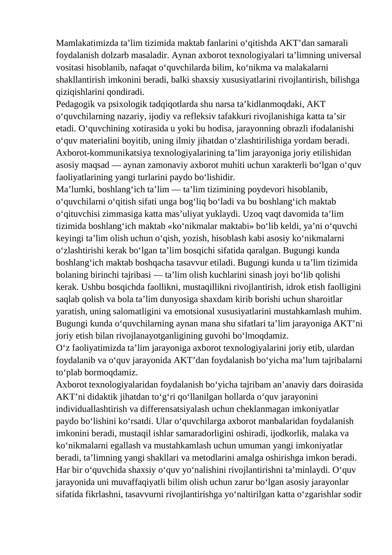 Ta'lim tizimida AKTdan foydalanish 1