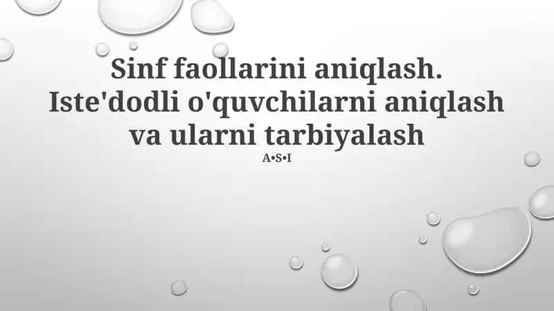 Sinf faollarini aniqlash 1