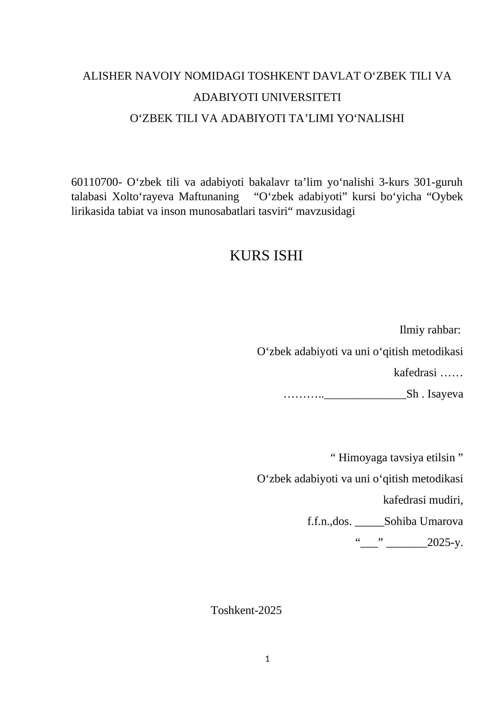 Oybek lirikasida tabiat va inson munosabatlari tasviri 1
