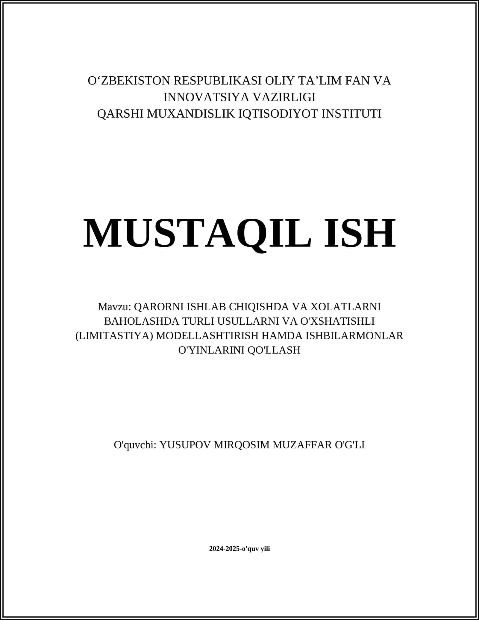 O‘xshatishli modellashtirish asoslari 1