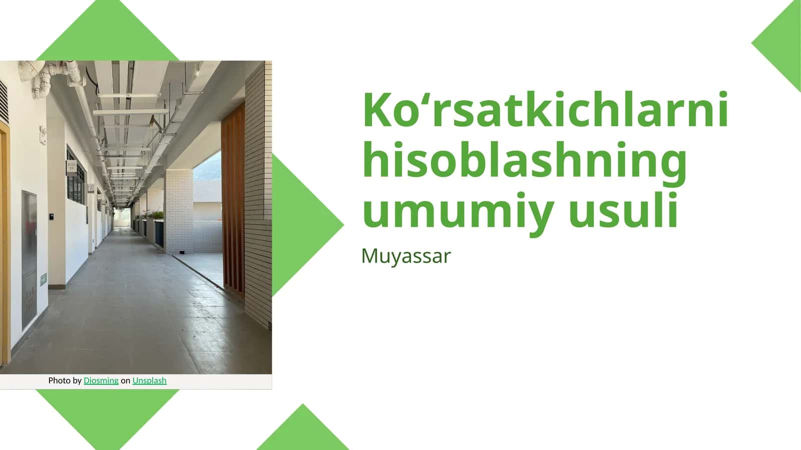 Koʻrsatkichlarni hisoblashning umumiy usuli 1