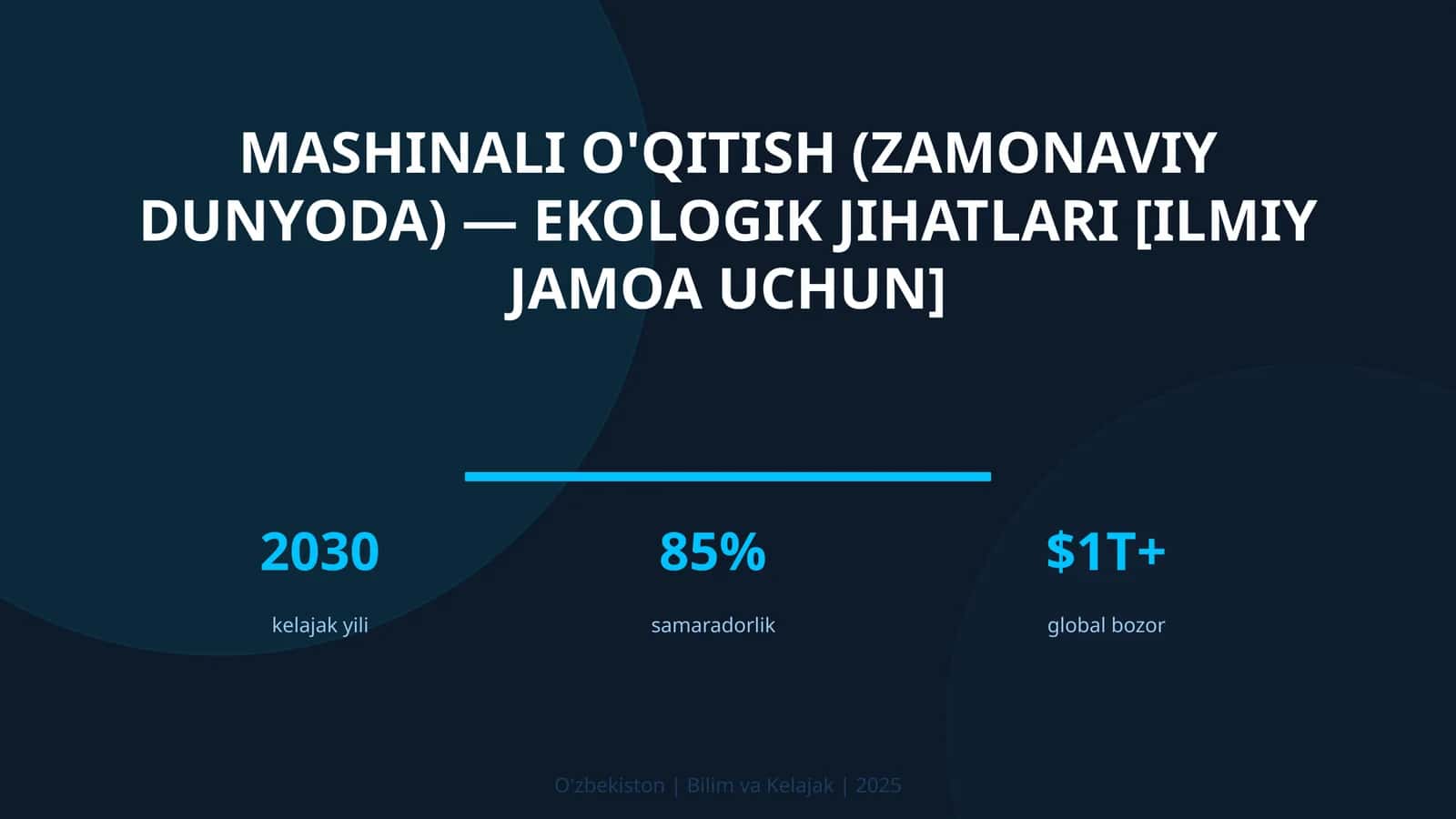 Mashinali o'qitish (zamonaviy dunyoda) — ekologik jihatlari [ilmiy jamoa uchun] 1