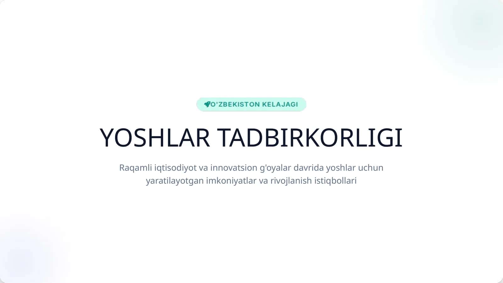 YOSHLAR TADBIRKORLIGI 1