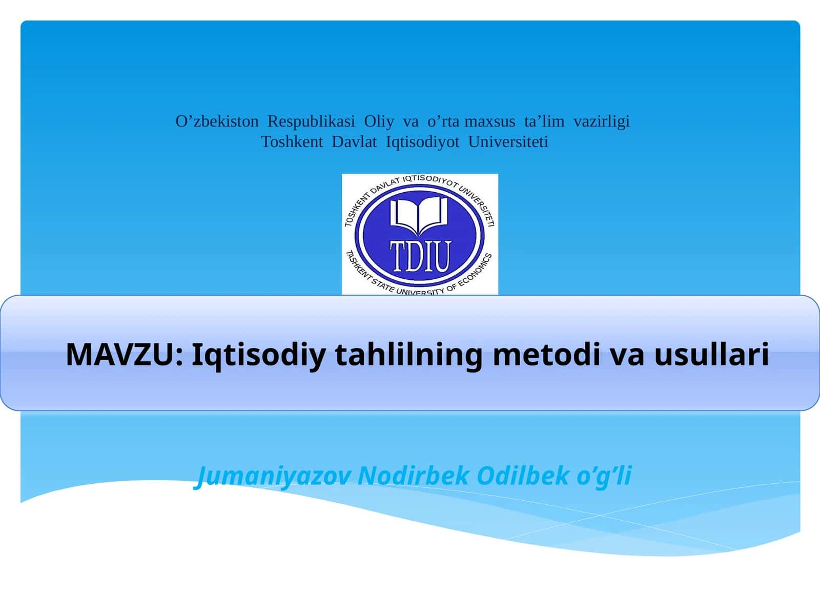 Iqtisodiy tahlilning metodi va usullari 1