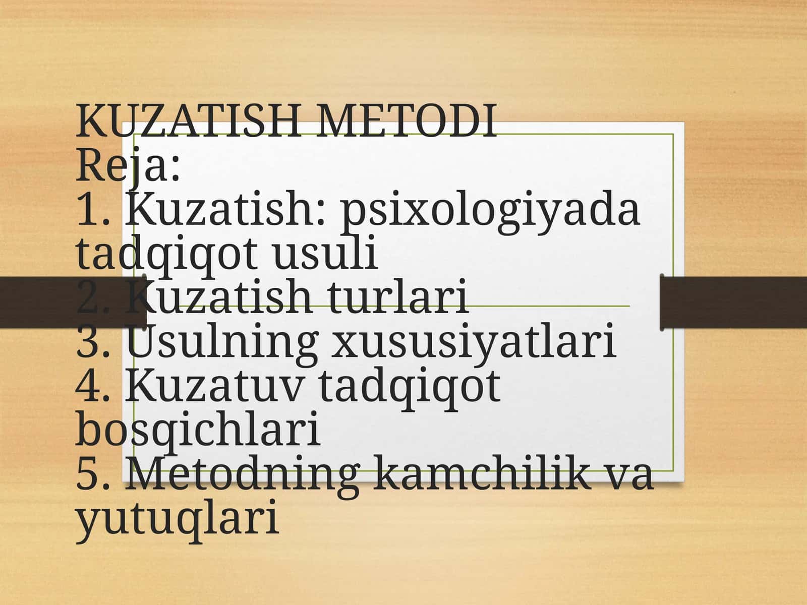 KUZATISH METODI 1