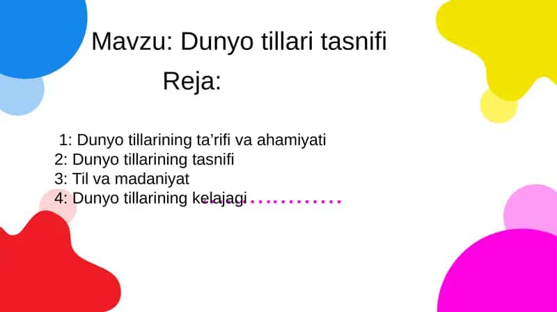 Dunyo tillarining ta’rifi va ahamiyati 1