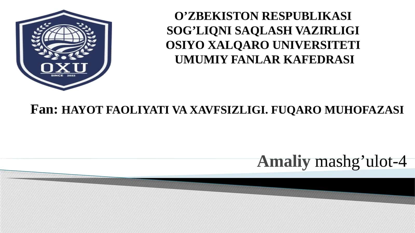 Texnosferik zonalardagi xavflar va ulardan himoyalanish. Changga oid patalogiyalar 1