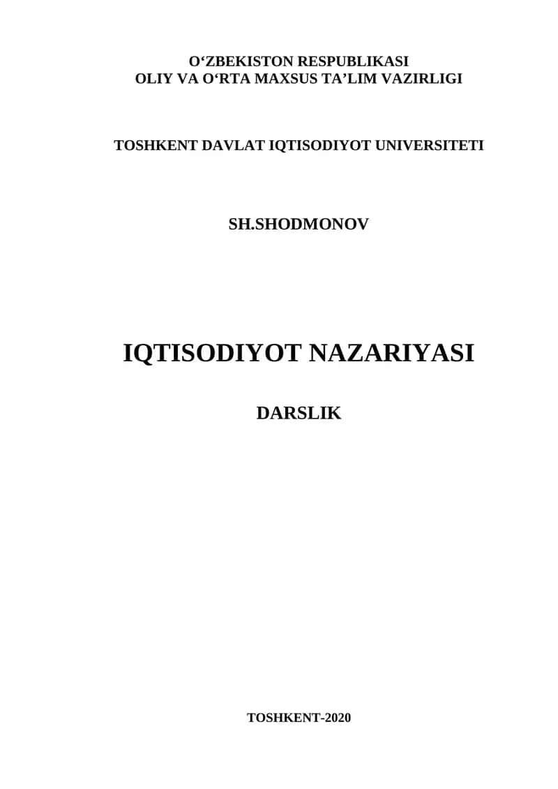 Iqtisodiyot nazariyasi 1