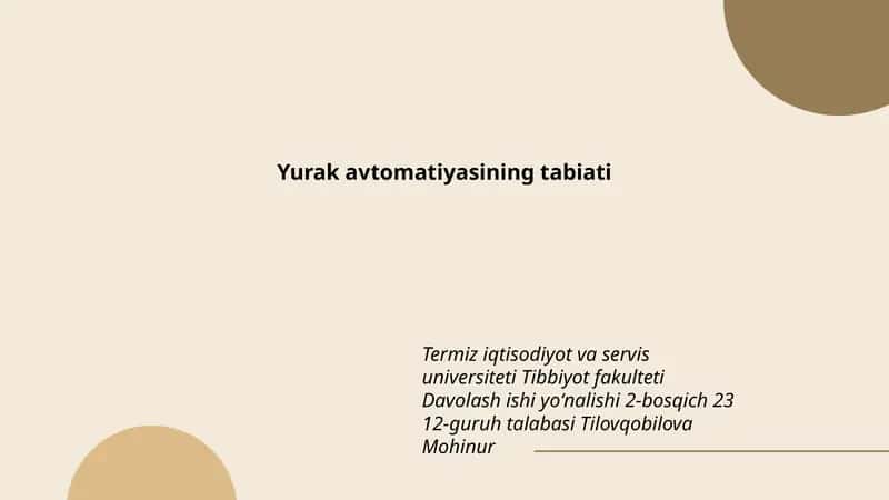 Yurak avtomatiyasining tabiati 1