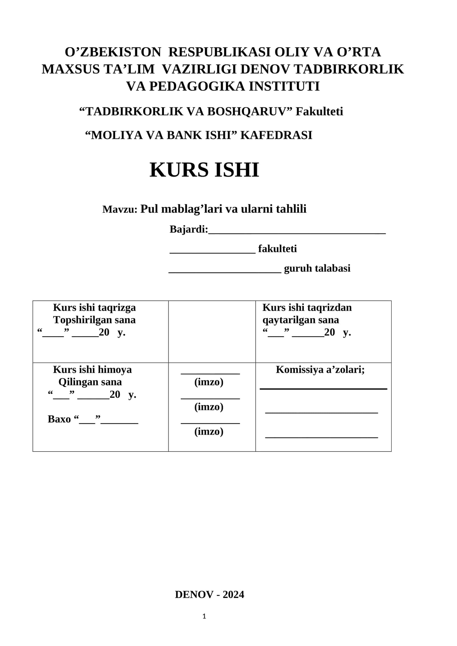 Pul mablag’lari va ularni tahlili 1