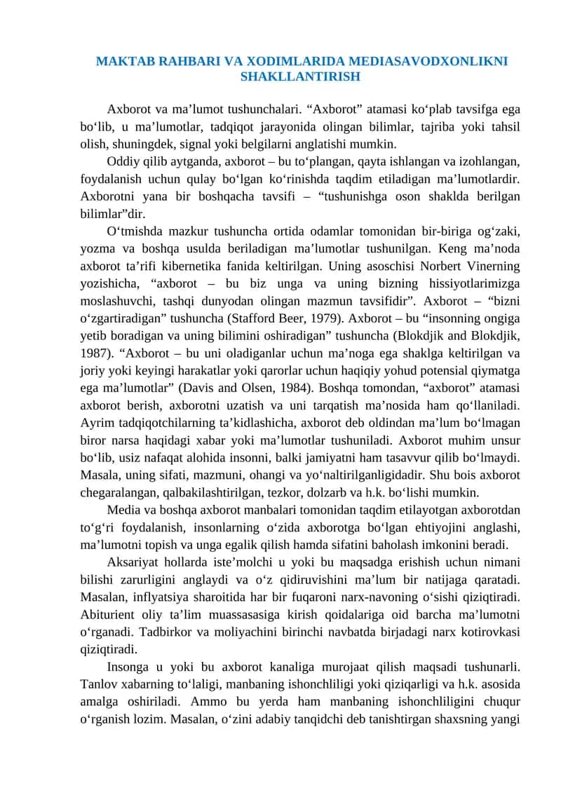 MAKTAB RAHBARI VA XODIMLARIDA MEDIASAVODXONLIKNI SHAKLLANTIRISH 1