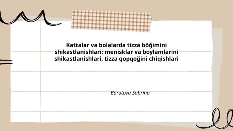 Tizza bo'g'imini shikastlanishlari 1