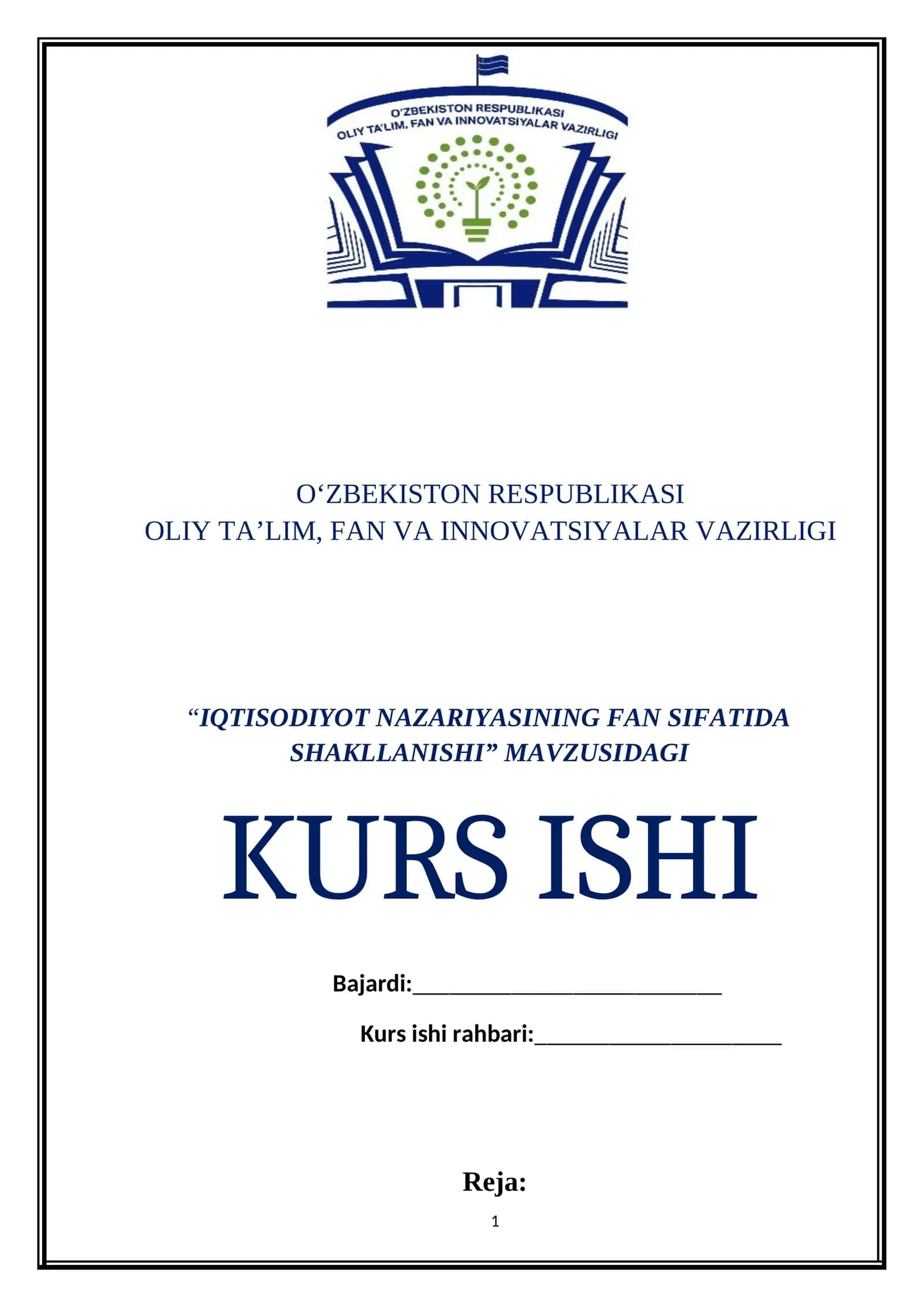 IQTISODIYOT NAZARIYASINING FAN SIFATIDA SHAKLLANISHI 1