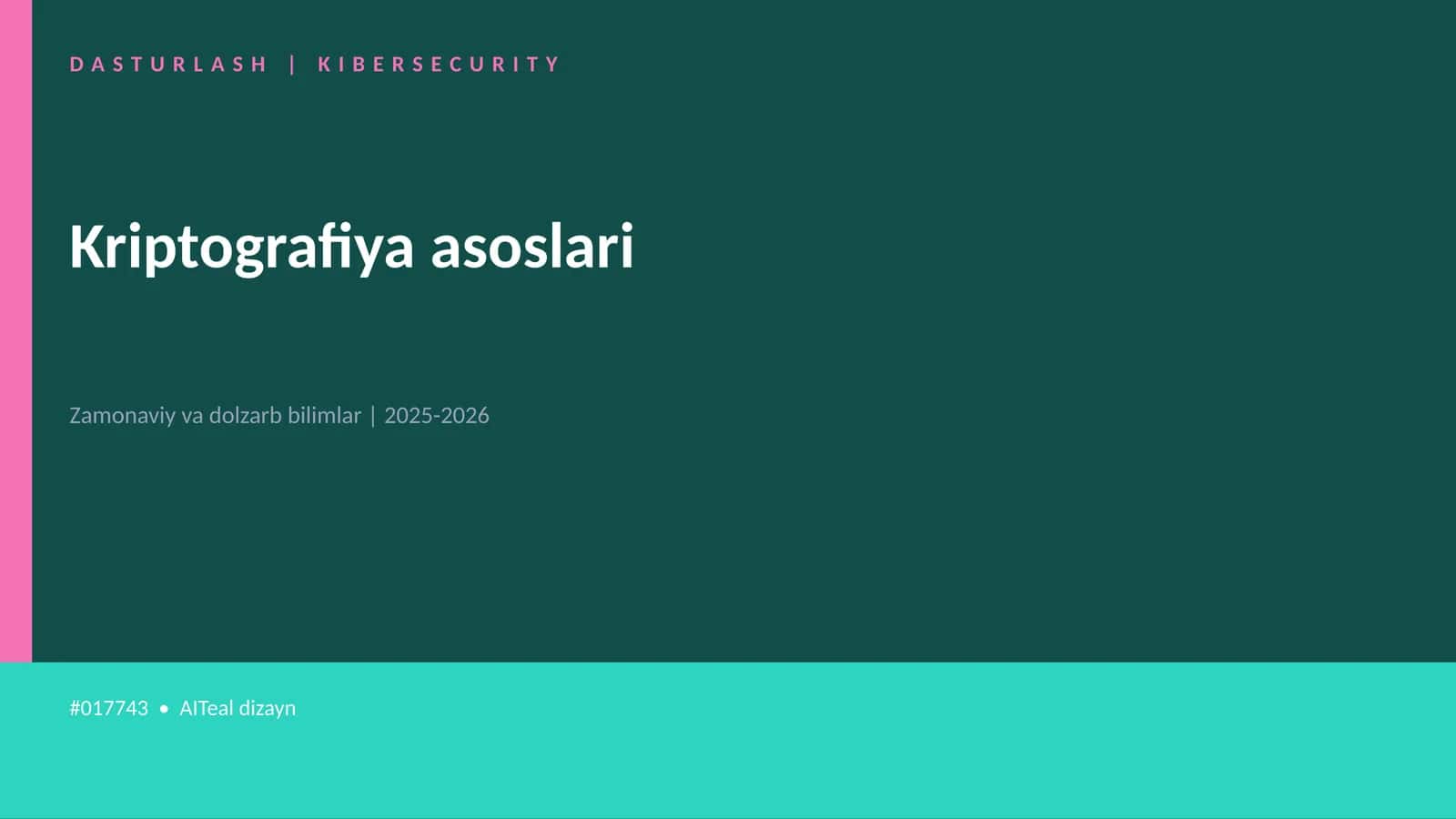 Kriptografiya asoslari 1