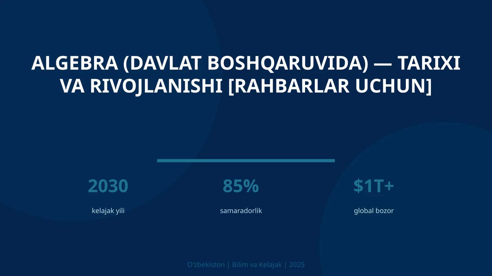 Algebra (davlat boshqaruvida) — tarixi va rivojlanishi [rahbarlar uchun] 1