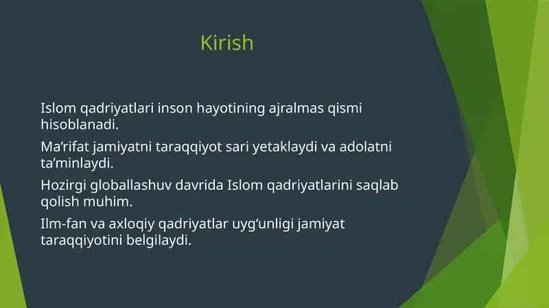 Islom qadryatlari 1