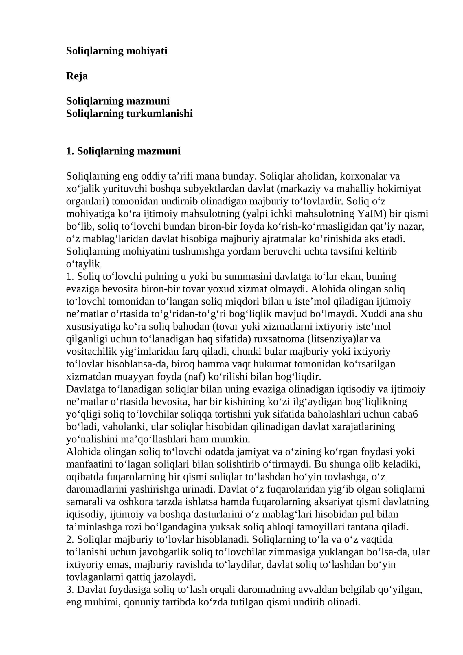 Soliqlarning mohiyati 1