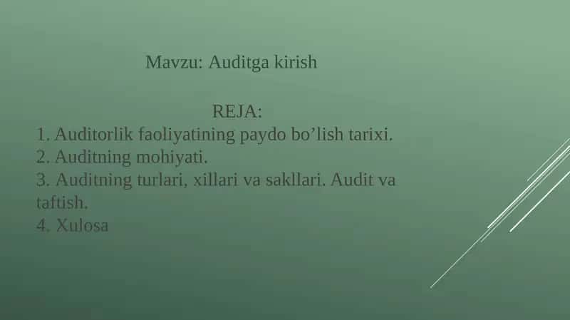Auditga kirish 1