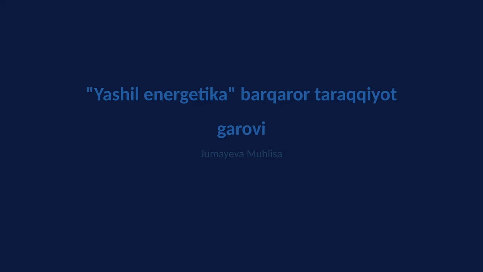 Yashil energetika 1