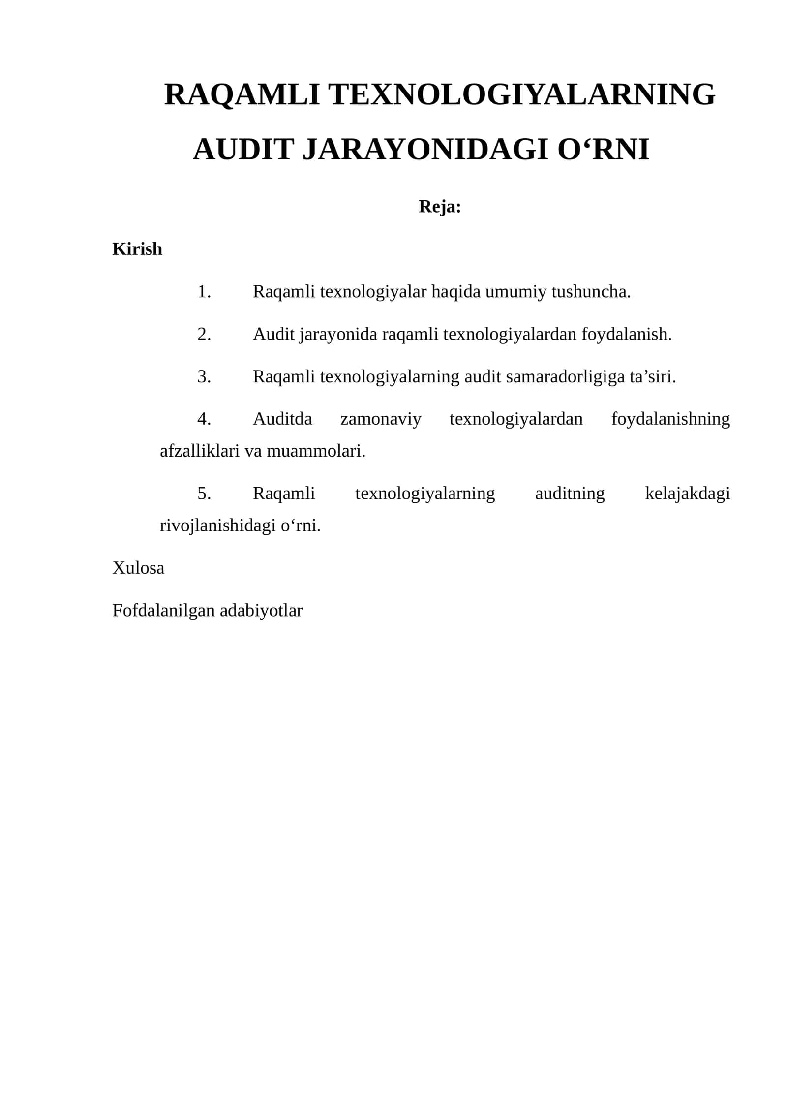 RAQAMLI TEXNOLOGIYALARNING AUDIT JARAYONIDAGI O‘RNI 1
