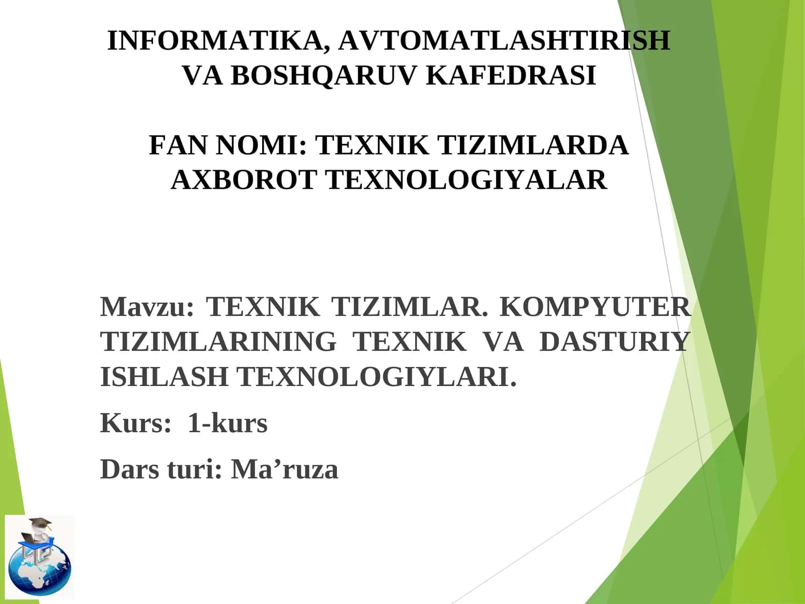 TEXNIK TIZIMLARDA AXBOROT TEXNOLOGIYALAR 1