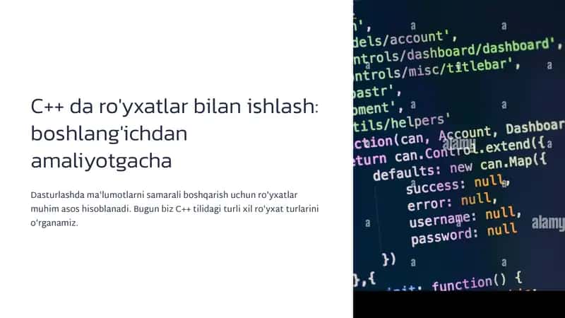 C++ da ro'yxatlar bilan ishlash boshlang'ichdan amaliyotgacha 1
