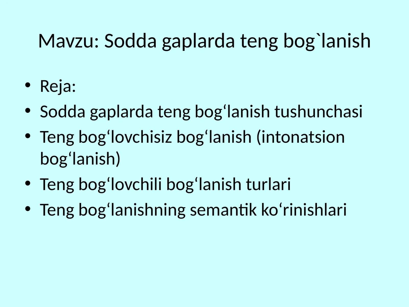 Sodda gaplarda teng bog`lanish 1