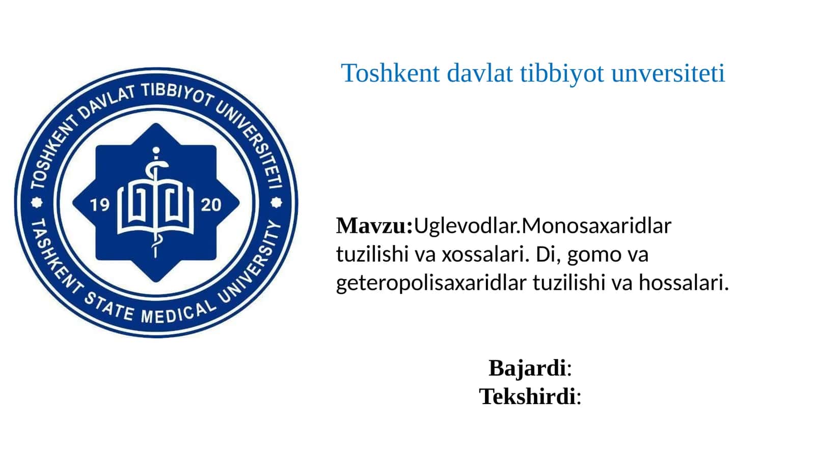 Uglevodlar.Monosaxaridlartuzilishivaxossalari. Di,gomovageteropolisaxaridlartuzilishivahossalari 1