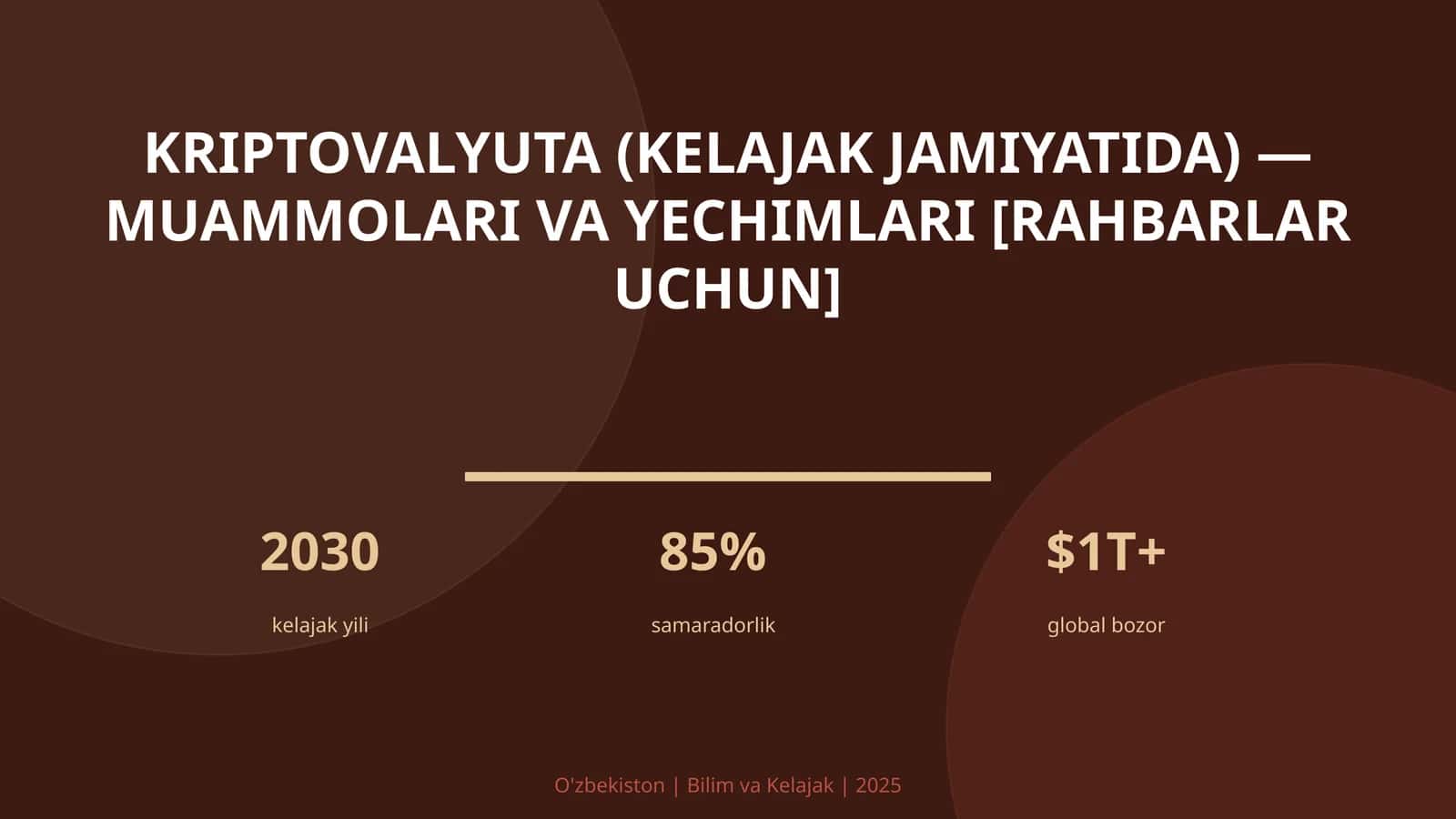 Kriptovalyuta (kelajak jamiyatida) - muammolari va yechimlari [rahbarlar uchun] 1