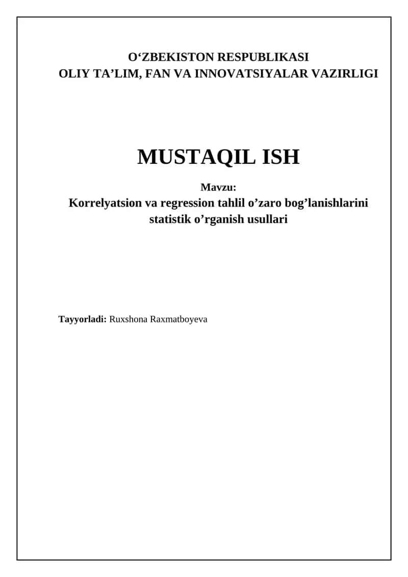 Korrelyatsiya va regressiya tahlili 1