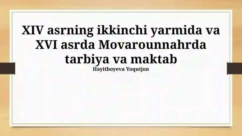 Movarounnahrda Tarbiya va Maktab 1