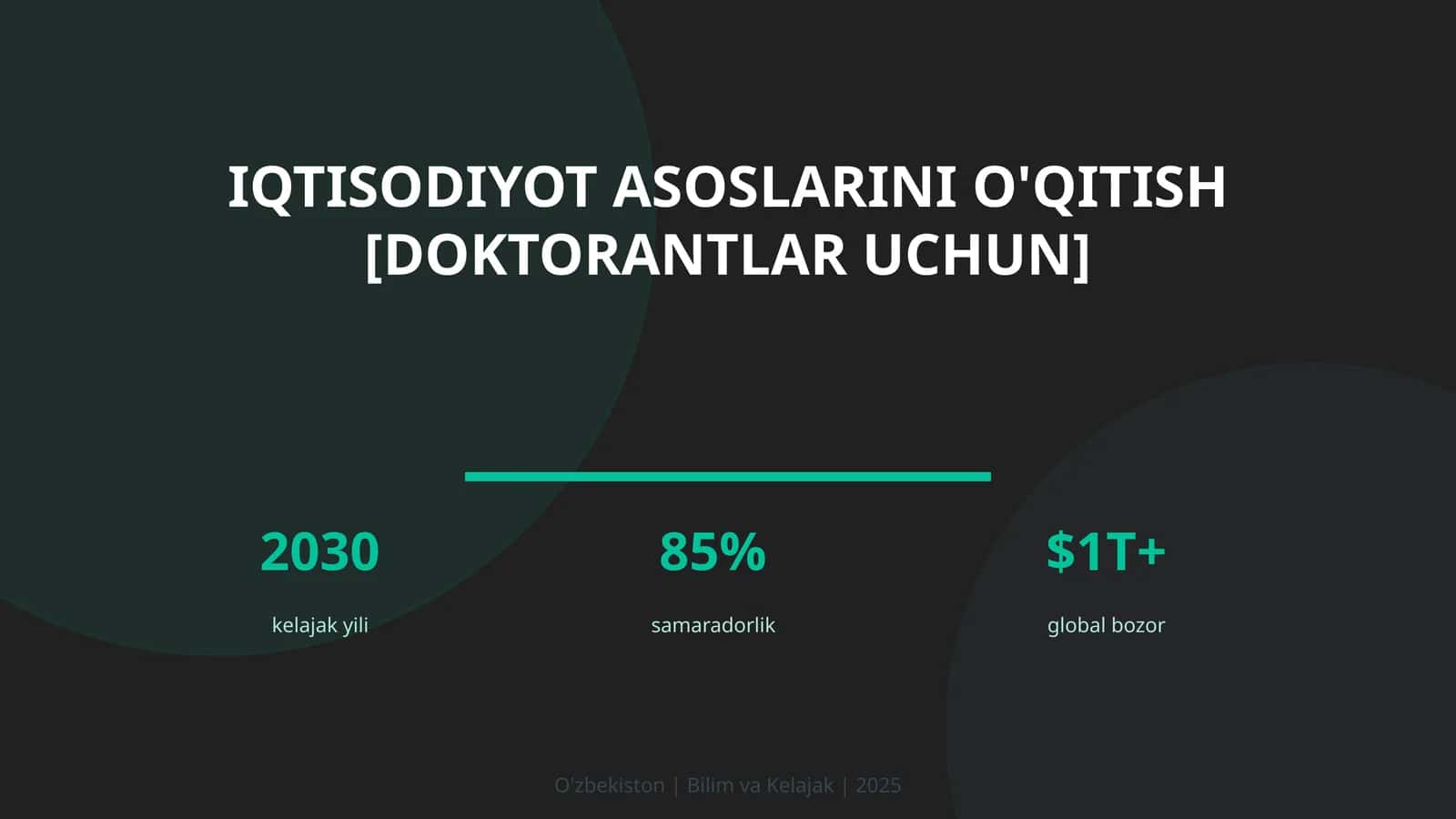 IQTISODIYOT ASOSLARINI O'QITISH [DOKTORANTLAR UCHUN] 1