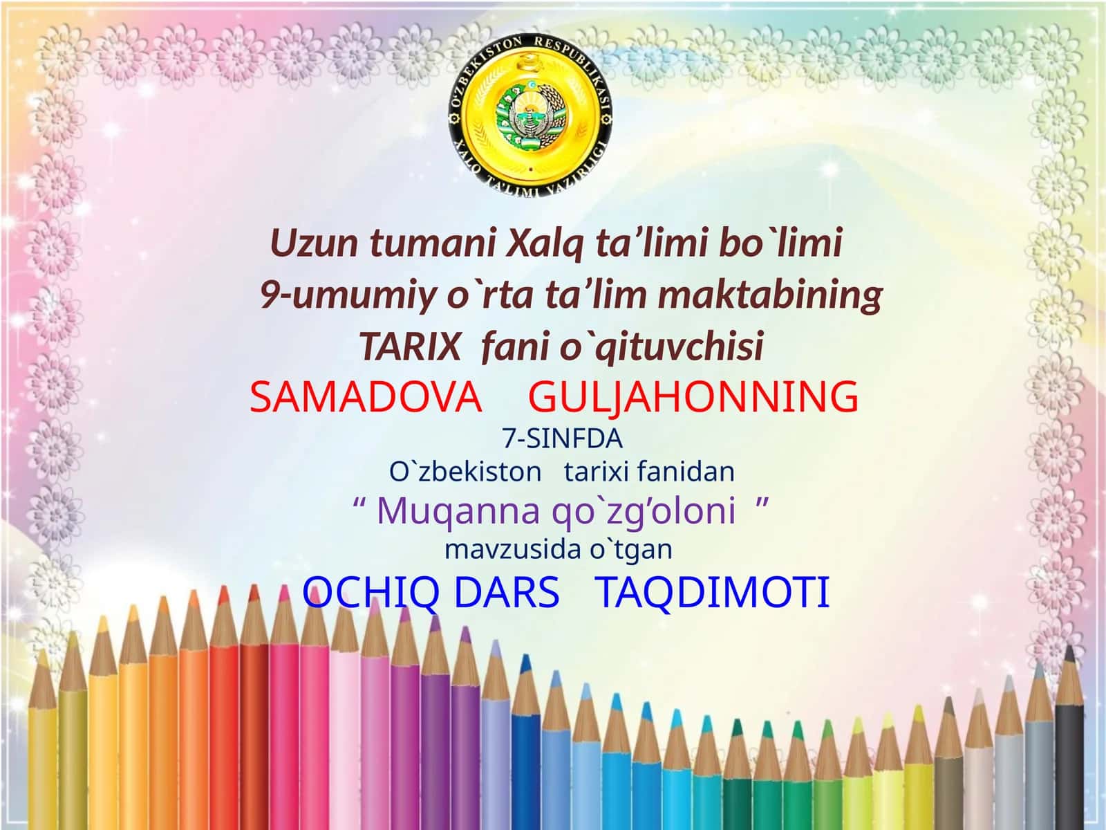 7-sinf O'zbekiston tarixi fanidan Muqanna qo'zg'oloni dars ishlanma 1