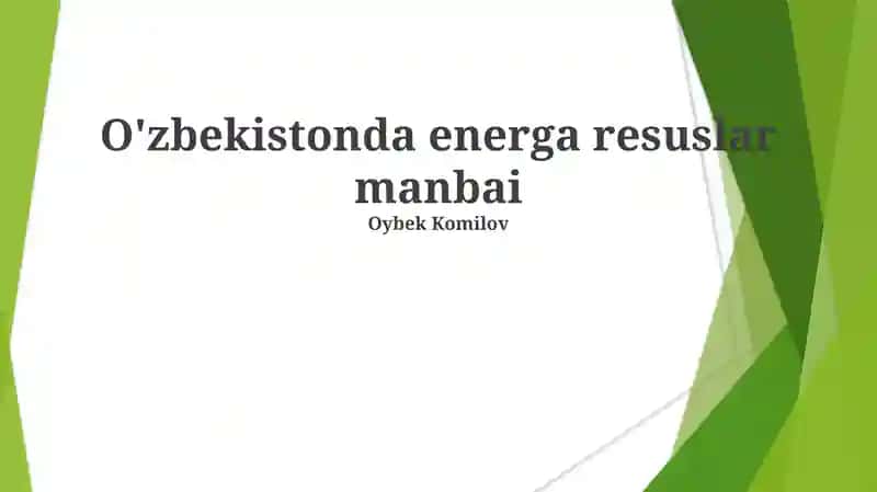 O'zbekistonda energa resuslar manbai 1