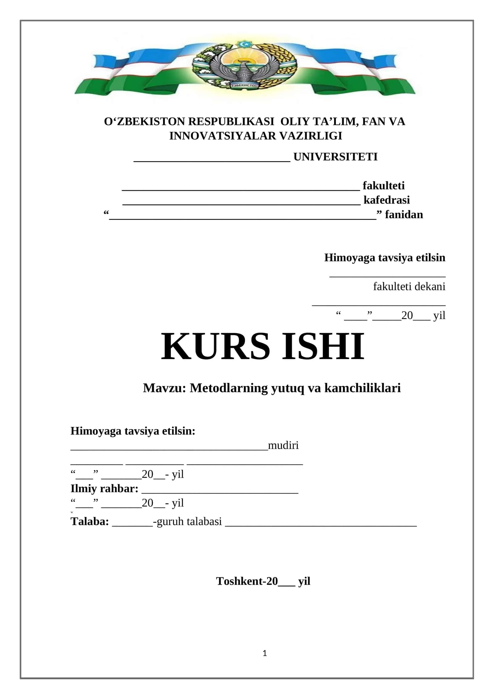 Metodlarning yutuq va kamchiliklari 1
