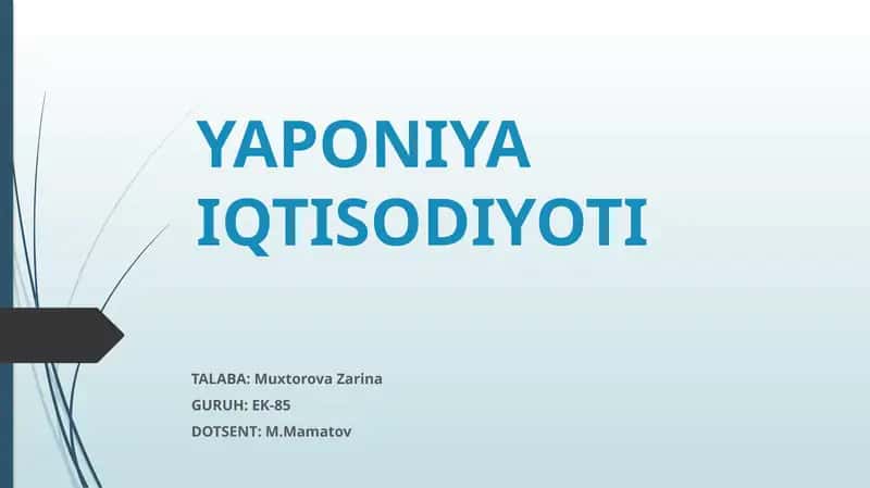 YAPONIYA IQTISODIYOTI 1