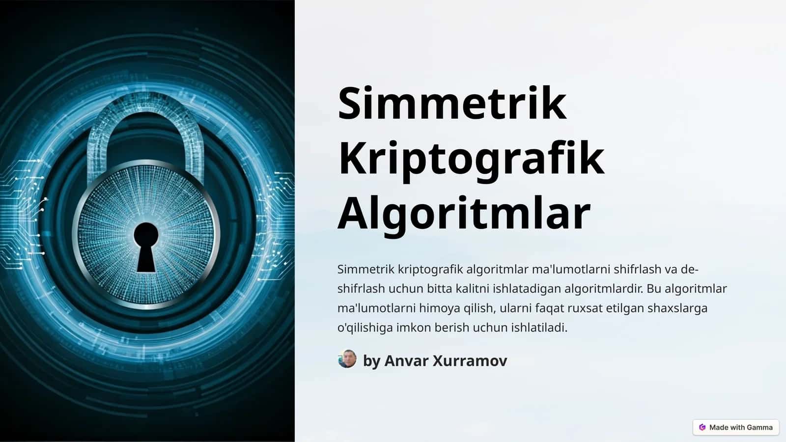 Simmetrik Kriptografik Algoritmlar 1