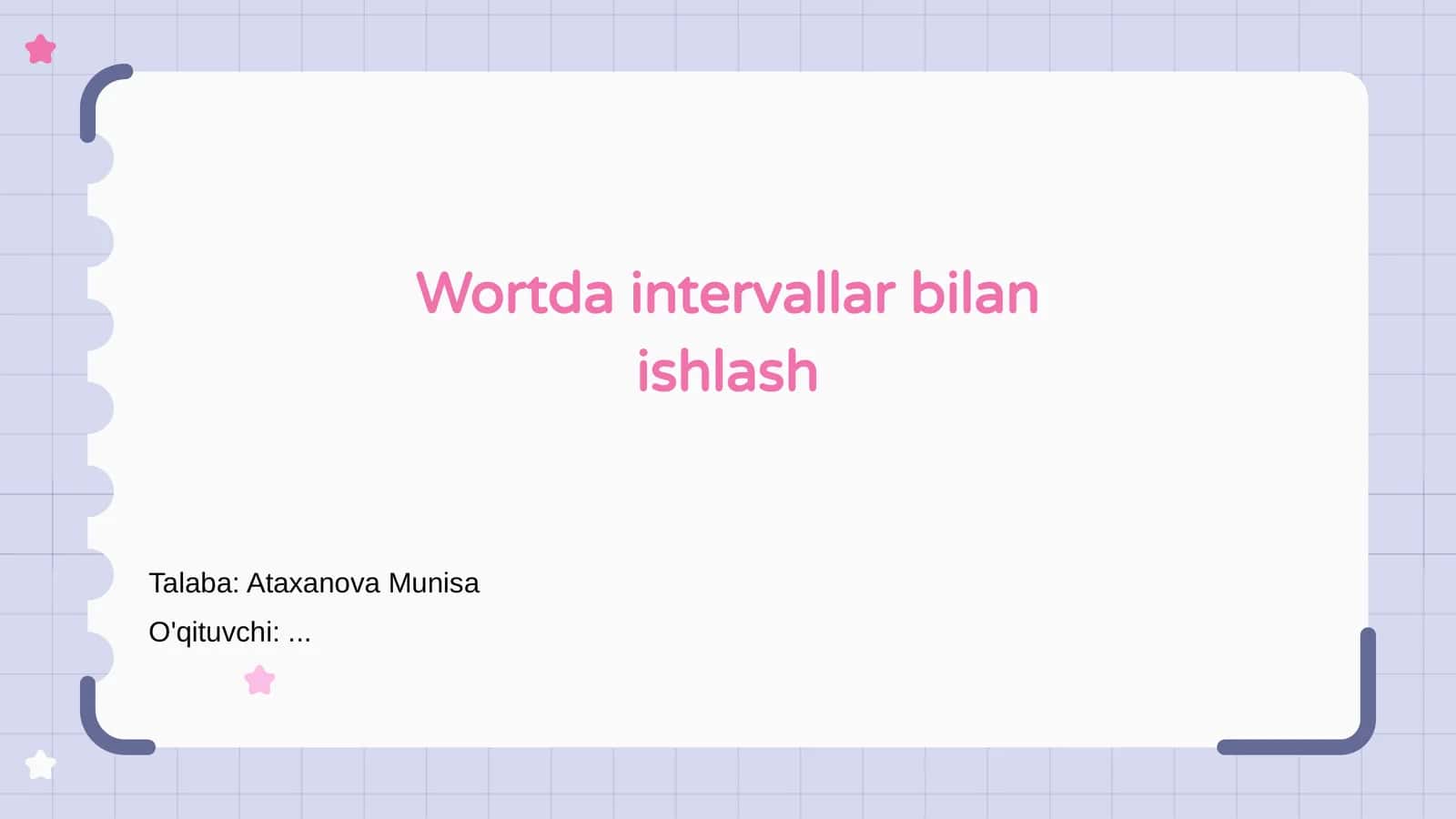 Wortda intervallar bilan ishlash 1